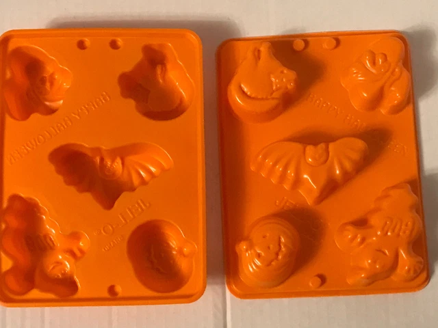 Moldes marca gelatina Jiggler Happy Halloween murciélago fantasma gato calabaza 2 bandejas
