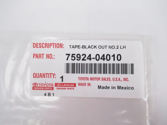 Genuine OEM Toyota 75924-04010 Driver Rear Door Black Out Tape 2016-2020 Tacoma