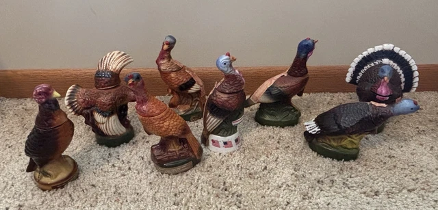 AUSTIN NICHOLS WILD Turkey Mini Miniature Decanters No.s 1,2,3,4
