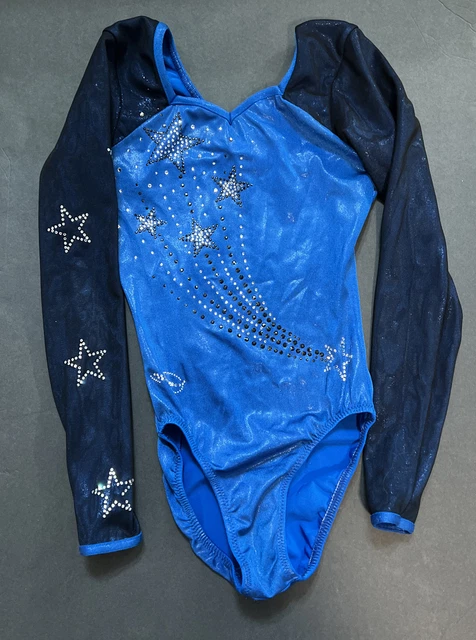DreamLight Child 12 -14 rhinestone competition gymnastics leotard black /royal DreamLight Child 12 -14 rhinestone competition gymnastics leotard black /royal