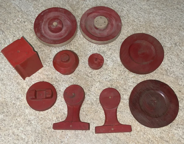 Antique Red Wood Mold Foundry Patterns & Salvage PCs Lot of 10, Crafts Steampunk