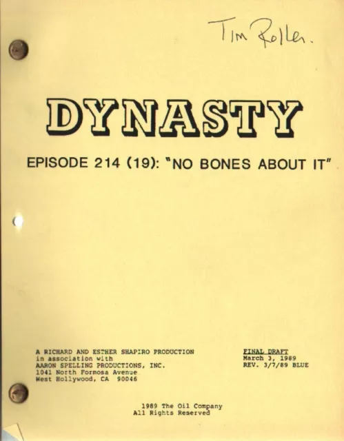 Joan Collins - Linda Evans - Orig Dynasty Script - No Bones About It 1989 C#44