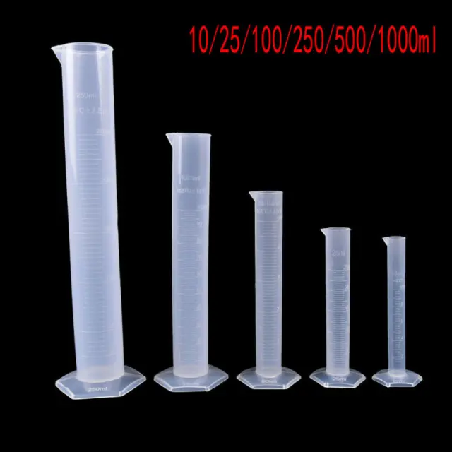 Clear Measuring Plastic Graduated Cylinder Cup 10/25/100/250/500/1000ml