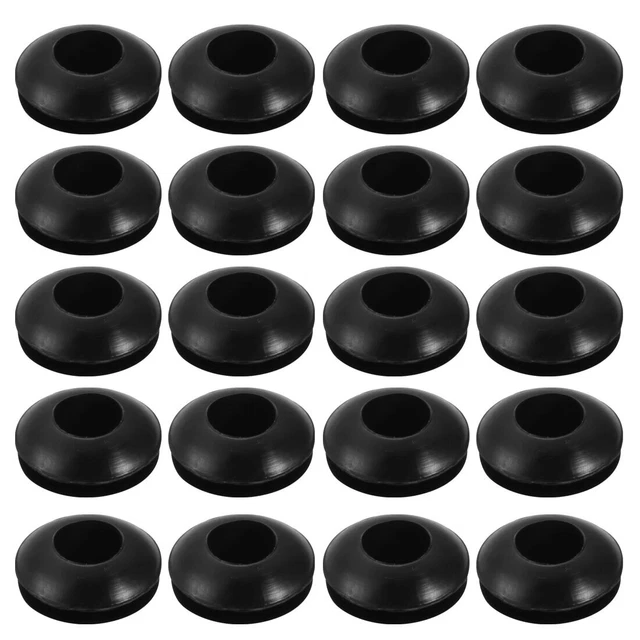 20pcs fil passe-fil caoutchouc protection noir 6mm œillet double face