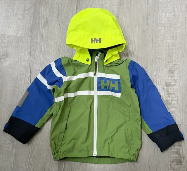 EUC! Helly Hansen Boys Kids Youth Toddler Green Blue K Salt Power Jacket Sz 4