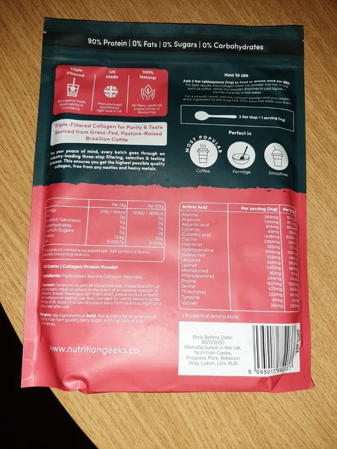 Mutition Geeks NUTRITION GEEKS COLLAGEN Glow Up X3 Bags 420g Each. Plus Biotin Growth+ ...