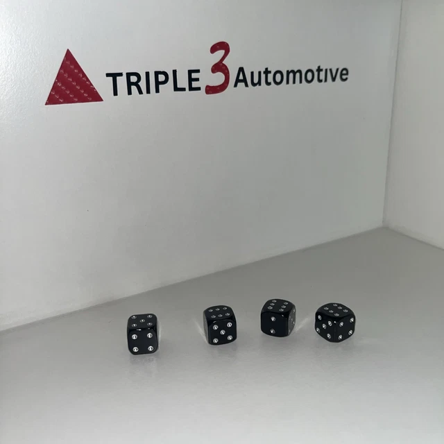 Black Dice Alloy Valve Stem Caps - Set Of 4 | Standard Schrader Fit For Cars, Motorcycles & BMX
