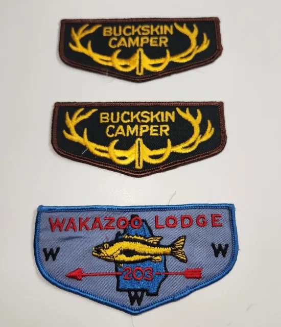 OA Lodge Wakazoo Lodge 203 & 2 Buckskin Camper Flaps All Gauze Backs Fruit Belt