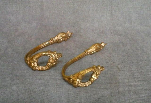 Pair  French Vintage Bronze  TIE BACKS HOOKS