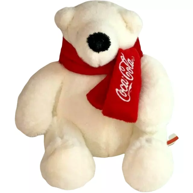 Coca Cola Bear Plush 6" White Polar Bear Red Scarf 2012 Sitting Collectible Coke