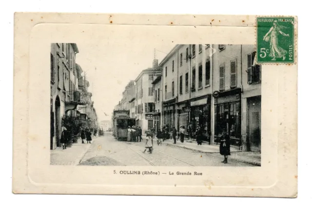 CPA - 69 - OULLINS - LA GRANDE RUE - animée - tramway - voyagée