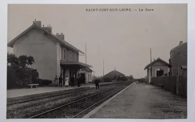 cpa-42-St-JUST-SUR-LOIRE-La Gare-trés bon état,cliché Rare!