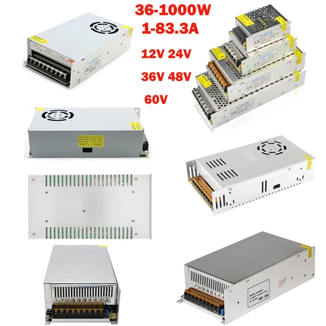 DC 12/24/36/48/60V Switch Power Supply Driver For LED Strip AC 110V-220V US Ship