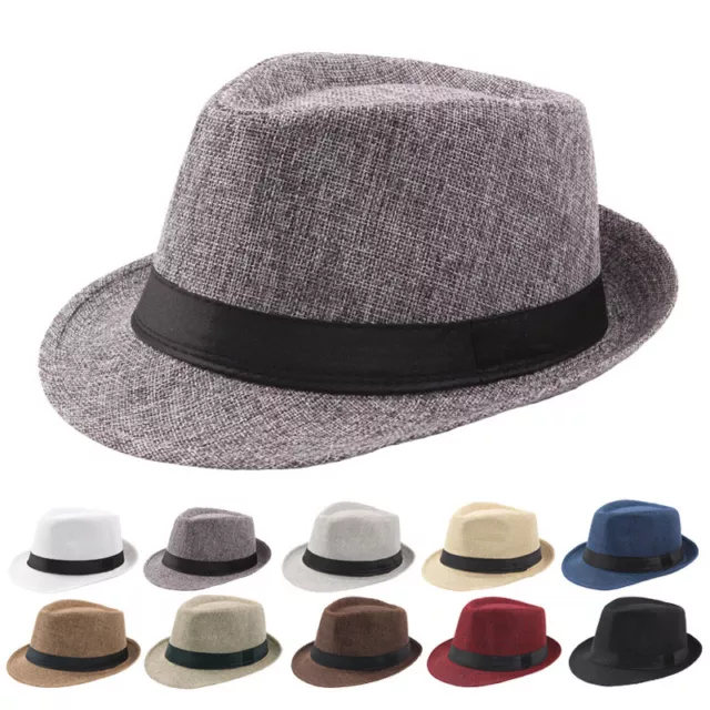 Classic Men Women Hard Felt Hat Wide Brim Fedora Trilby Panama Hat Jazz Hats Cap