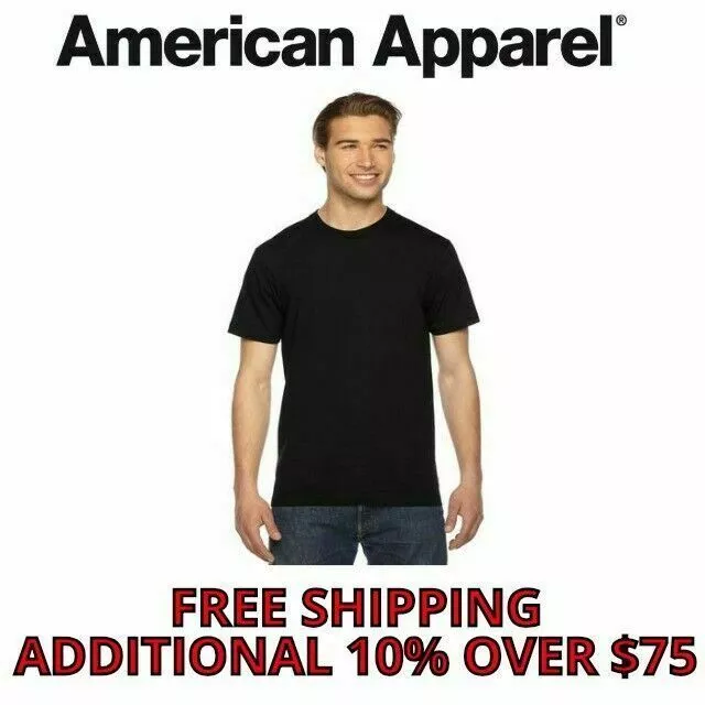 American Apparel Men's T-Shirt Crew Neck Cotton Tee Fine Jersey 2001W 39 Colors