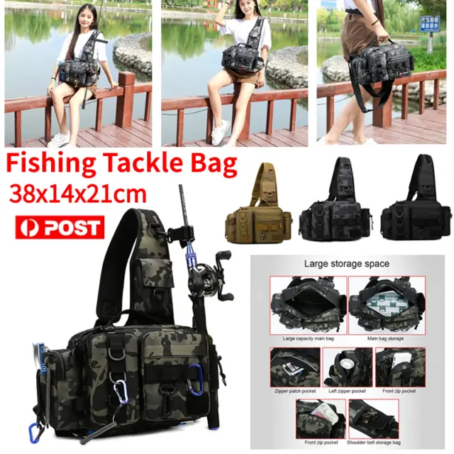 AERTIAVTY COMPACT FISHING Tackle Bag, Fishing Bag with Tackle Box and Rod  Holder $95.95 - PicClick AU
