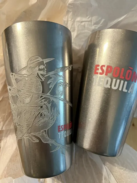 NEW Espolon Tequila Cocktail tin Shaker Mixer bar Engraved rooster 2-piece VHTF