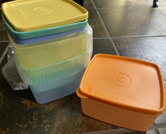 Tupperware Square Round Containers Set Of 4 New