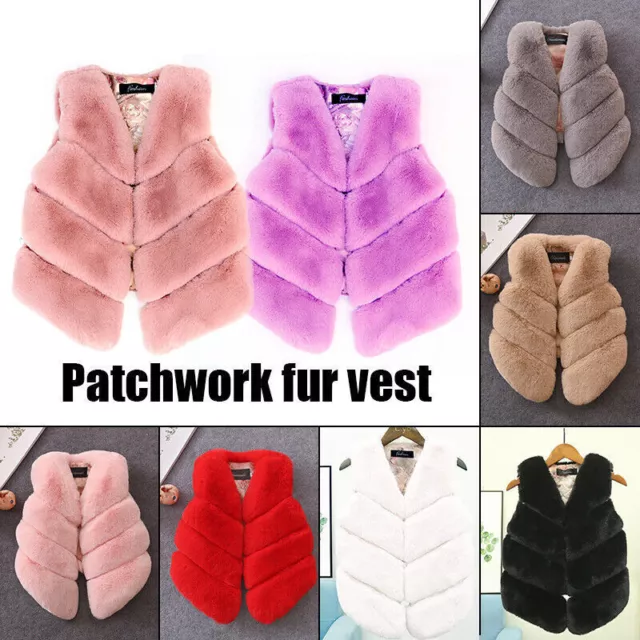 Winter Kids Girls Baby Fluffy Faux Fur Vest Gilet Coat Thicken Warm Waistcoat