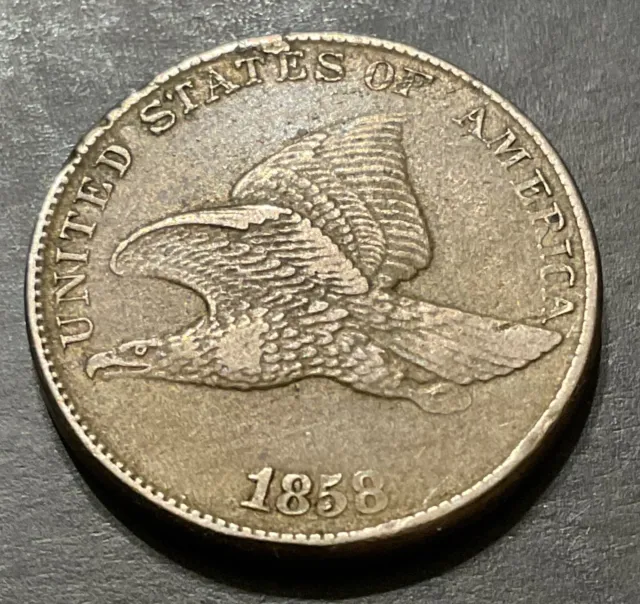 XF-AU 1858/7 Flying Eagle Cent Snow 1 S-1 rare key strong overdate FS-301 n8