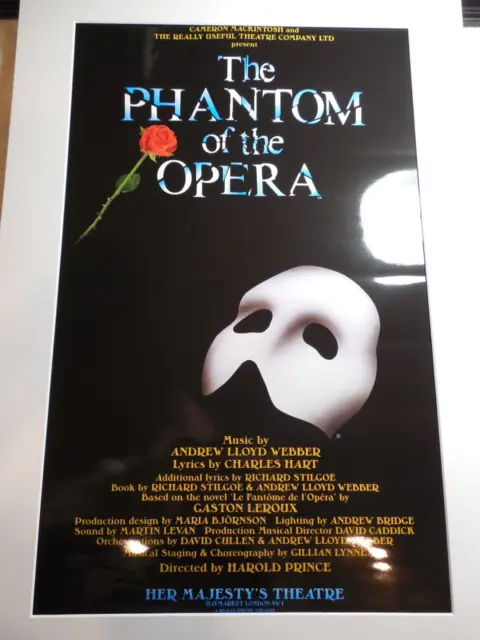 RARE 1986 R.U.G. LTD Phantom Of The Opera Poster 20 x 12.5