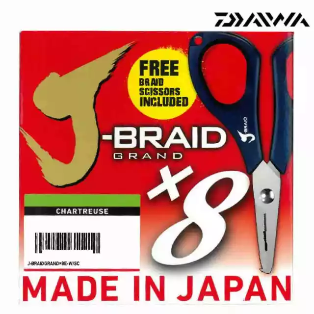 Daiwa J-Braid Grand X8 Chartreuse + Free Braid Scissors Länge+Stärke zur Auswahl
