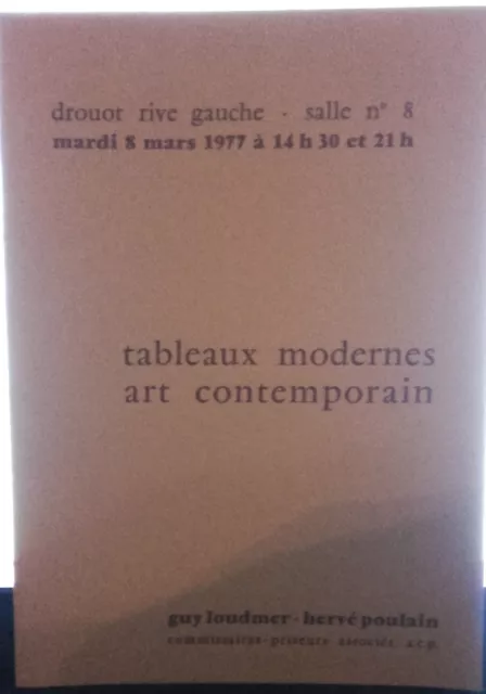 1977 Drouot Rive Gauche Sala N°8 Lavagna Moderno Arte