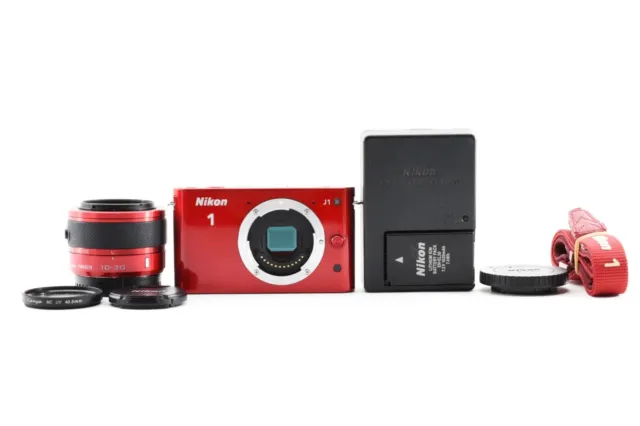 Nikon 1 J1 10.1MP Cámara Digital Rojo Cuerpo Con / 10-30mm Lente VR Set De Japón