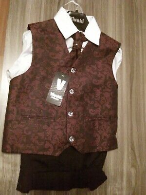 4 piece  suit  age 6 with wine paisley waistcoat