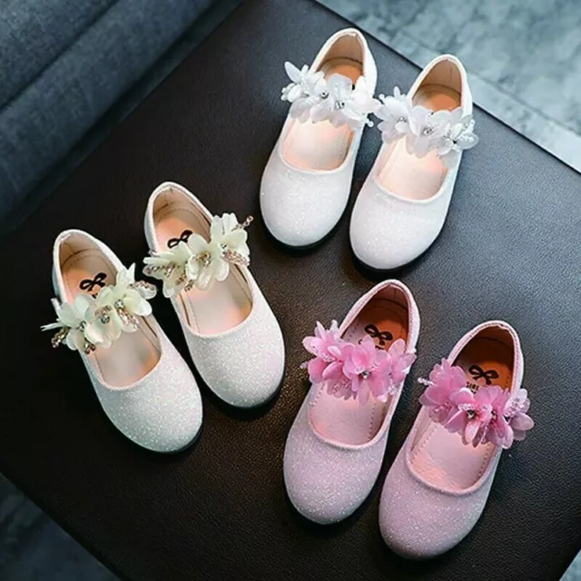 Scarpe principessa cristallo fiore bambina bambino festa matrimonio scarpe da ballo