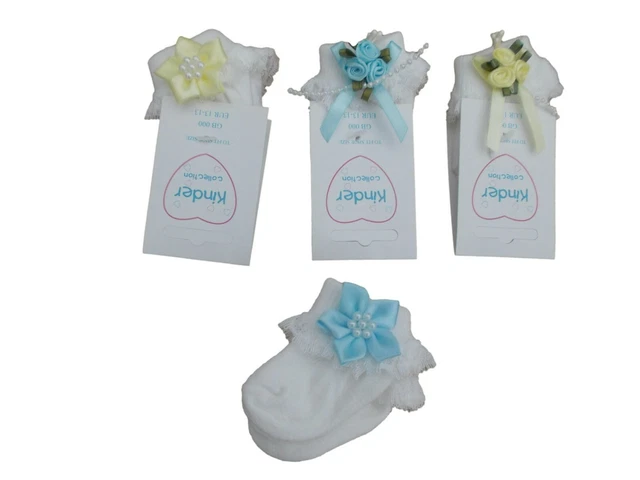 BNWT Piccolo Prematuro Premium Baby Donna, Bianca Frilly Posh Kinder Calzini 000