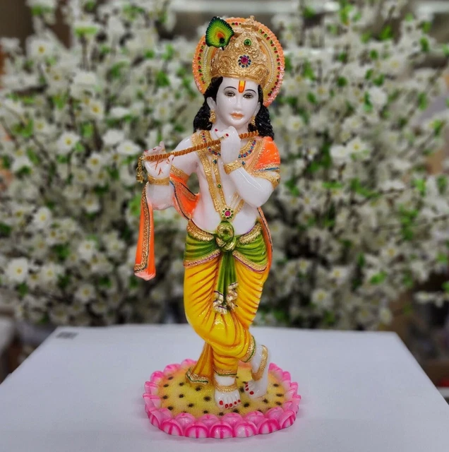 LORD KRISHNA STATUE Standing Krishna Idol Resin God of Love Hindu God