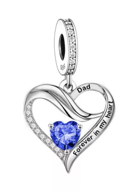 Regalo De Dije Azul Dad Memorial Forever In My Heart 🙂 Regalo De Plata Esterlina 925