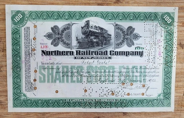 Stock Certificate Northern Railroad Company of New Jersey
