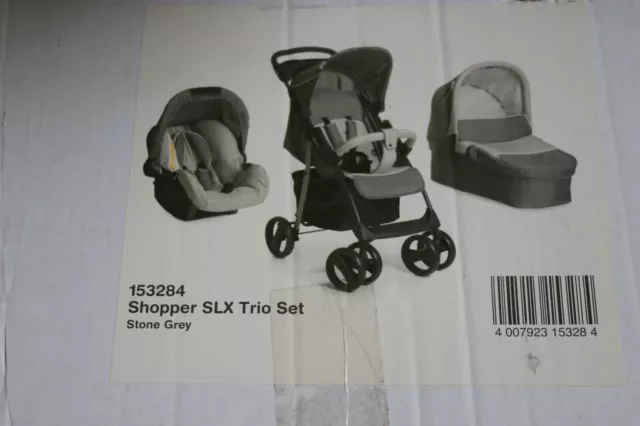 Hauck shopper trio 3 in1 pushchair buggy pram carseat carrycot Grey Set  Upto 4YS 4007923153413