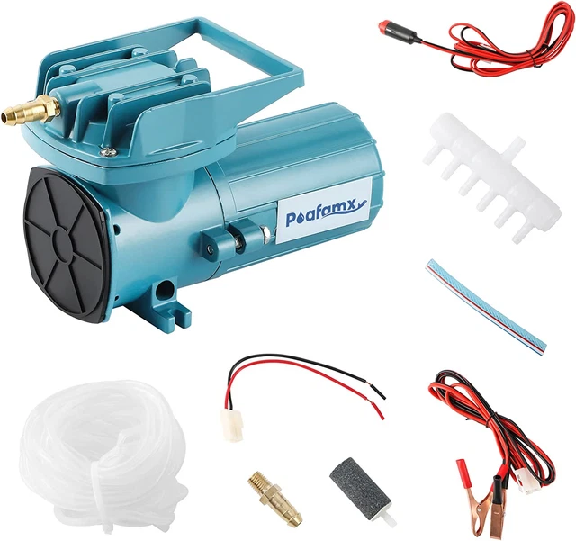 Poafamx DC 12V Pond Air Pump Oxygen Aerator with Car Cable for Outdoor Fishing,