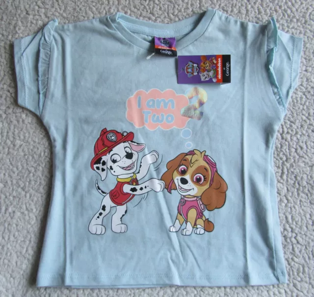 PAW Patrol Skye & Marshall I Am Two Birthday T Shirt Age 2-3 Years Brand New WL