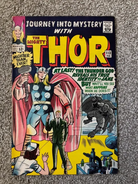 Marvel Silver-Age Comic Book:  Journey Into Mystery 113 with the Mighty Thor