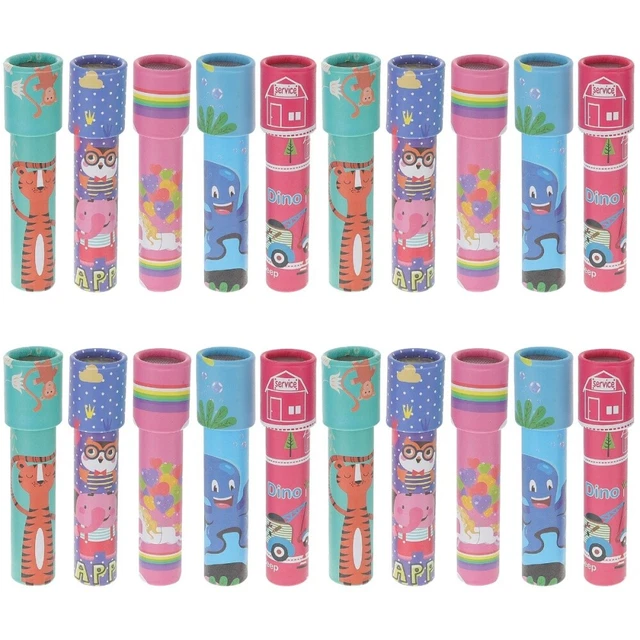 4 Pièces Mini Kaléidoscopes En Bois - Jouet Magique Pour Enfant - Neuf - Couleurs Rouge Et Vert