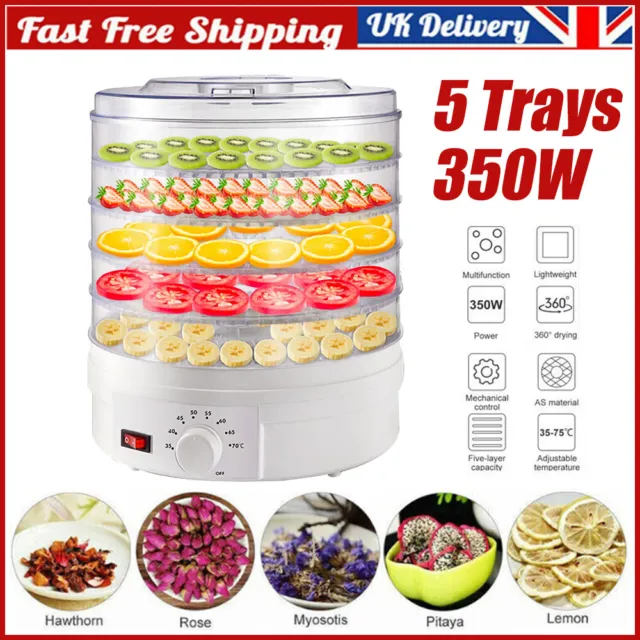 350W Food Dehydrator Drying Machine Fruit Beef Jerky Preserver 5 Trays 2024 UK