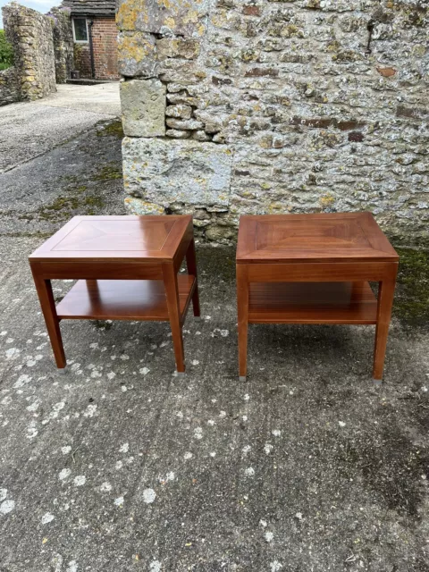 Pair Of Heavy Light Mahogany Side Tables With Attractive Quartering On The Top