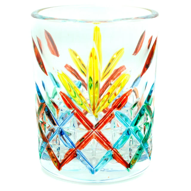 Murano Verre Shot Verre Multi Coloré Main Peint Croix Motif 57ml