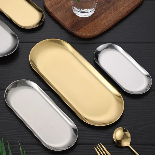 Assiette ovale créative pour un restaurant élégant plateau en acier inoxydabl