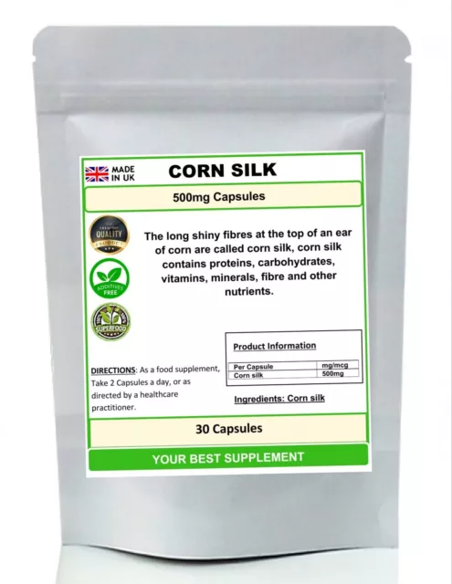 Corn silk Capsules 500mg 100% Pure (no additive) High strength