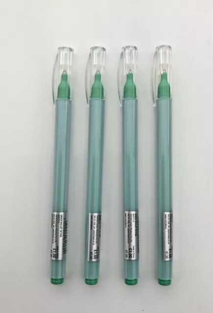 4 x Paperchase Green Bullet Tip Pen Ballpoint Pen Stationary Craft School