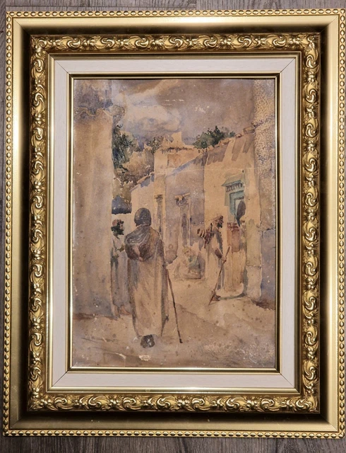 Peinture Orientaliste XIXe - Huile Sur Panneau Carton - Désert - Art Orientalisme