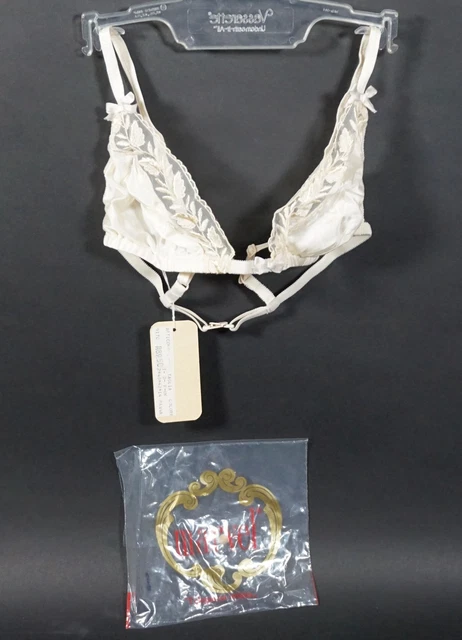 Originale Vintage Marvel Donna Reggiseno 100% Seta Taglia 2 Beige Con Confezione