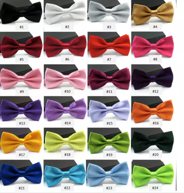 Men's Bow Tie Solid Colour Pre Tied Bowtie Necktie Tuxedo Adjustable Length