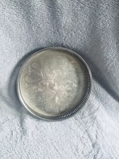 Vintage Small Round Tray - Silver Plated On Copper - Made In Sheffield England