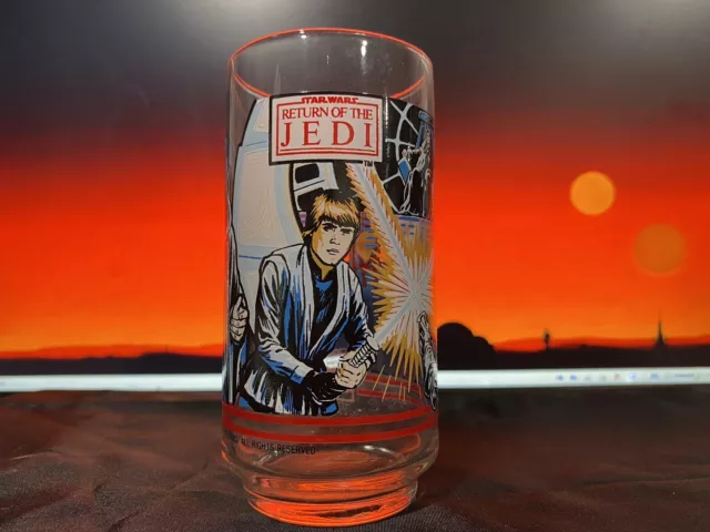 Star Wars Return of the Jedi Glass - Luke - Darth Vader Emperor 1983 Burger King